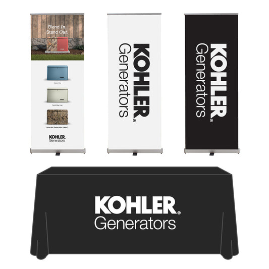 RENTAL Kohler (3) Single Sided Banners and (1) Tablecloth