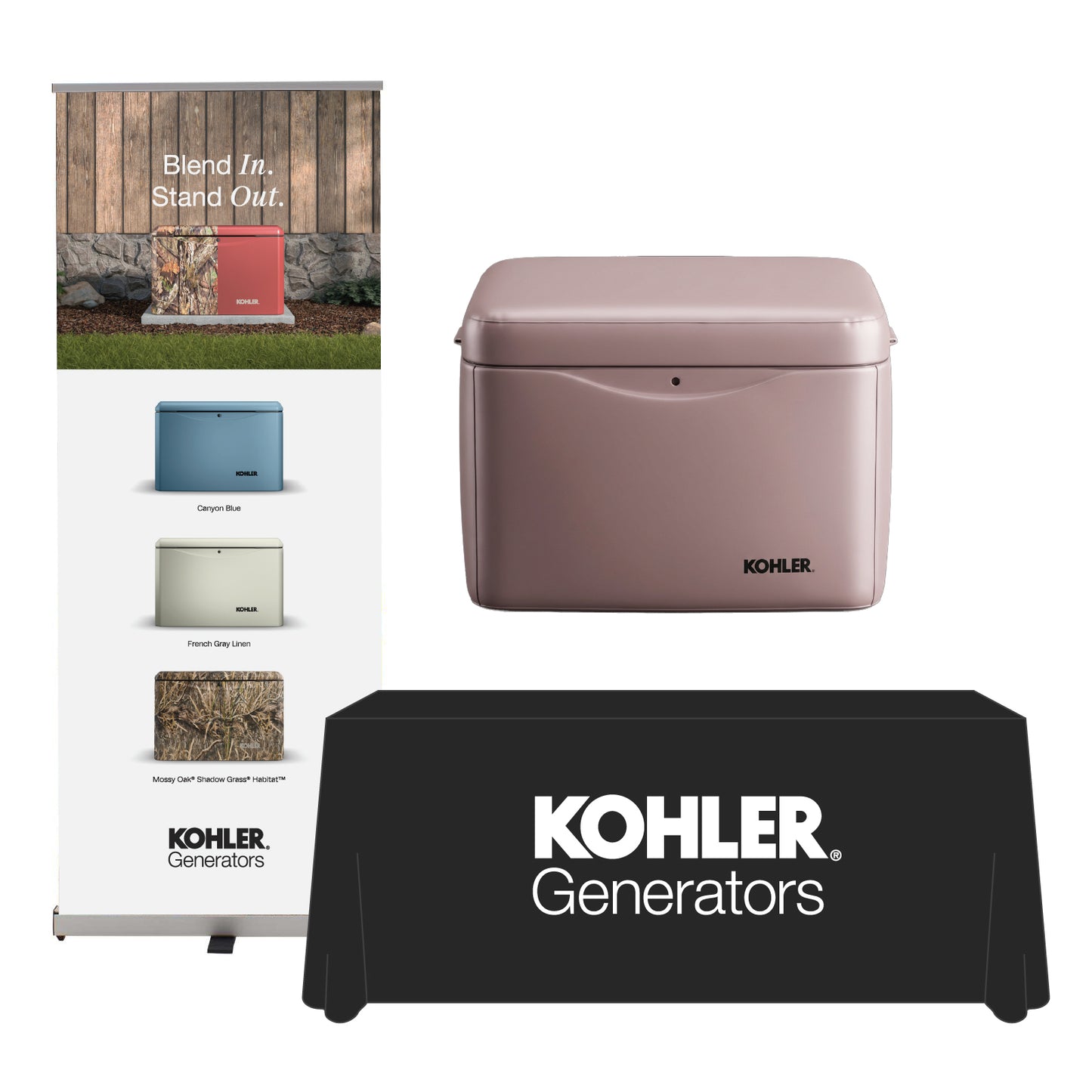 RENTAL Kohler (1) Single Sided Banner (Choose) and (1) Tablecloth