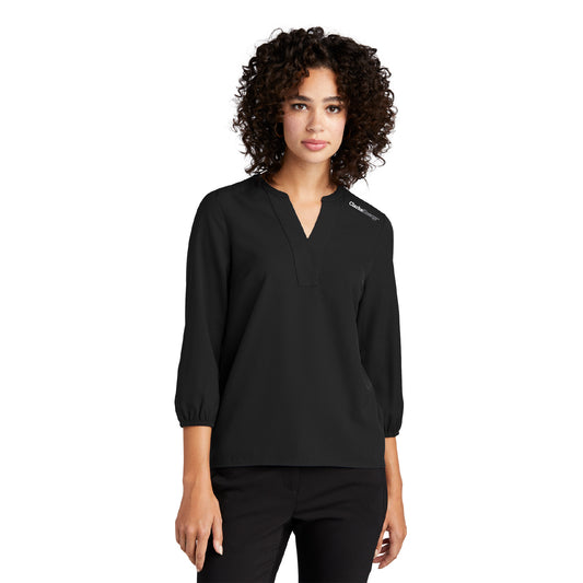 Mercer + Mettle Women's Stretch crêpe 3/4- Blouse à manches