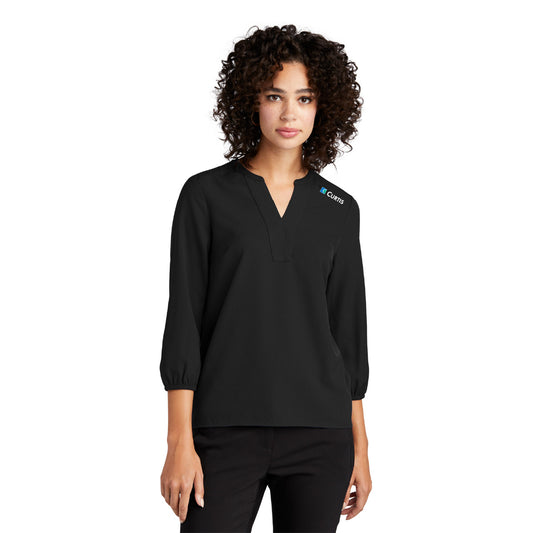 Mercer + Mettle Women's Stretch crêpe 3/4- Blouse à manches